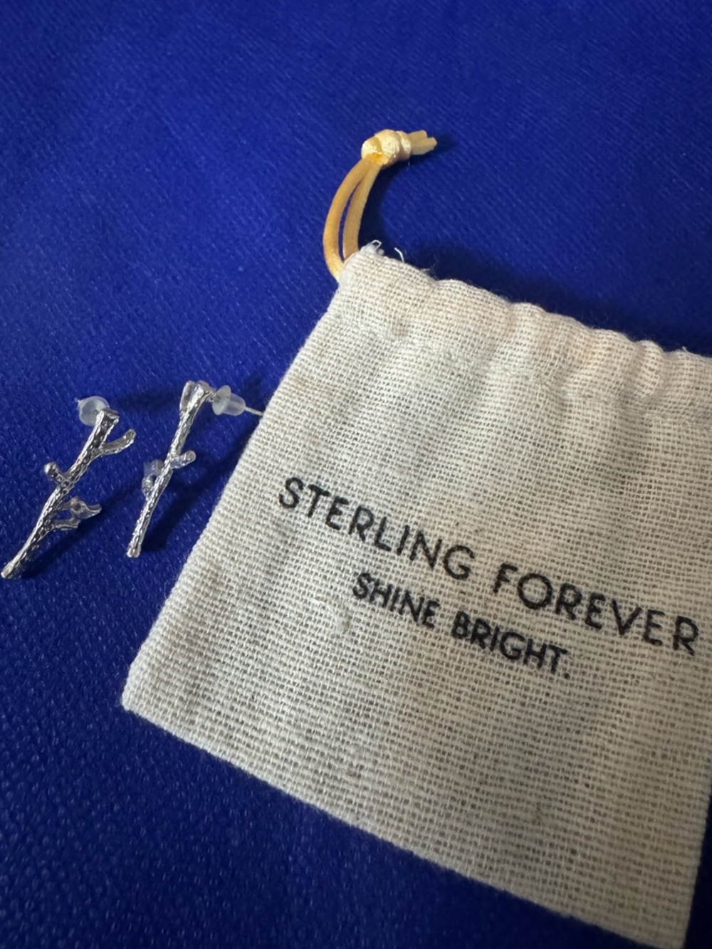 Bird perching on a tree branch silver dainty earrings. NWT comes in/with pouch